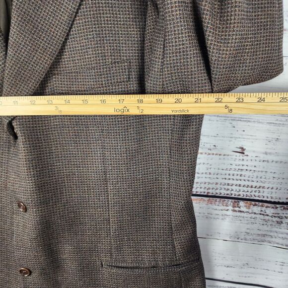 CANALI Wool 46L (us) 56 (Eu) Dark Brown Check Sport Coat Blazer Jacket long - Picture 7 of 9